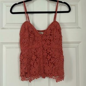 A & F Coral Lace Tank with adjustable straps